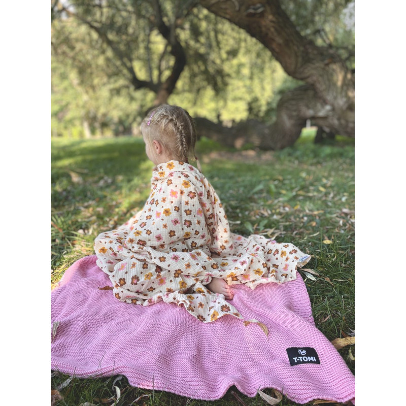 T-TOMI Pletená deka Pink waves