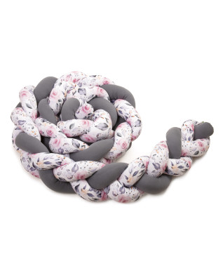 T-TOMI Pletený mantinel 220 cm Anthracite + Roses