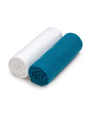 T-TOMI BIO Mušelínové pleny White + Petrol