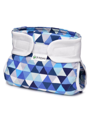 T-TOMI Ortopedické abdukční kalhotky - suchý zip Blue triangles (5-9kg)