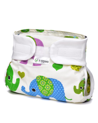 T-TOMI Ortopedické abdukční kalhotky - suchý zip Green elephants (3-6kg)
